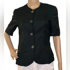 Karl Lagerfeld Vintage Button Down Black Blouse Short Sleeve Size 6 EUC!!